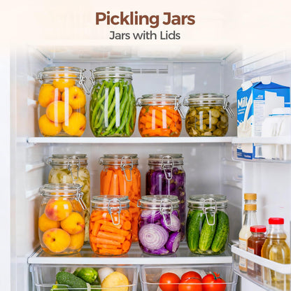 Glass Pantry Jars with Airtight Lids 0.7 Gal 2 Pack Wide Mouth Flour | BPA-free food-grade glass, wire clamp seal, wide mouth, 88 oz, bulk flour & sugar, rice, sourdough starter, candy & cookie