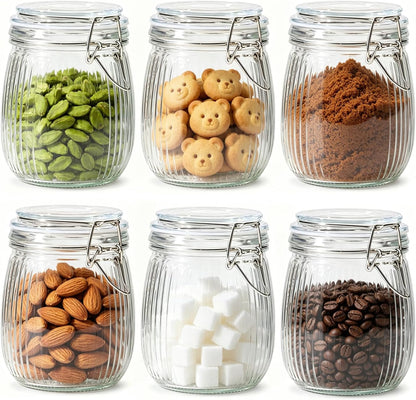 Glass Pantry Jars with Airtight Lids 0.7 Gal 2 Pack Wide Mouth Flour | BPA-free food-grade glass, wire clamp seal, wide mouth, 88 oz, bulk flour & sugar, rice, sourdough starter, candy & cookie