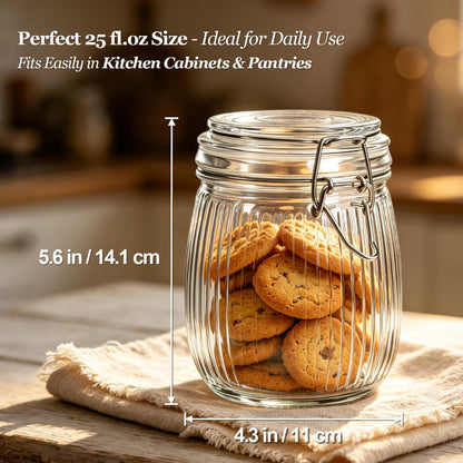 Glass Pantry Jars with Airtight Lids 0.7 Gal 2 Pack Wide Mouth Flour | BPA-free food-grade glass, wire clamp seal, wide mouth, 88 oz, bulk flour & sugar, rice, sourdough starter, candy & cookie