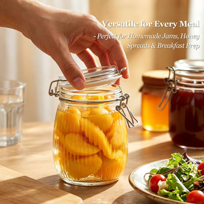 Glass Pantry Jars with Airtight Lids 0.7 Gal 2 Pack Wide Mouth Flour | BPA-free food-grade glass, wire clamp seal, wide mouth, 88 oz, bulk flour & sugar, rice, sourdough starter, candy & cookie