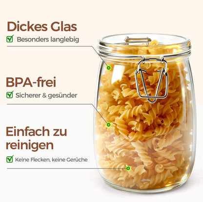 Glass Pantry Jars with Airtight Lids 0.7 Gal 2 Pack Wide Mouth Flour | BPA-free food-grade glass, wire clamp seal, wide mouth, 88 oz, bulk flour & sugar, rice, sourdough starter, candy & cookie