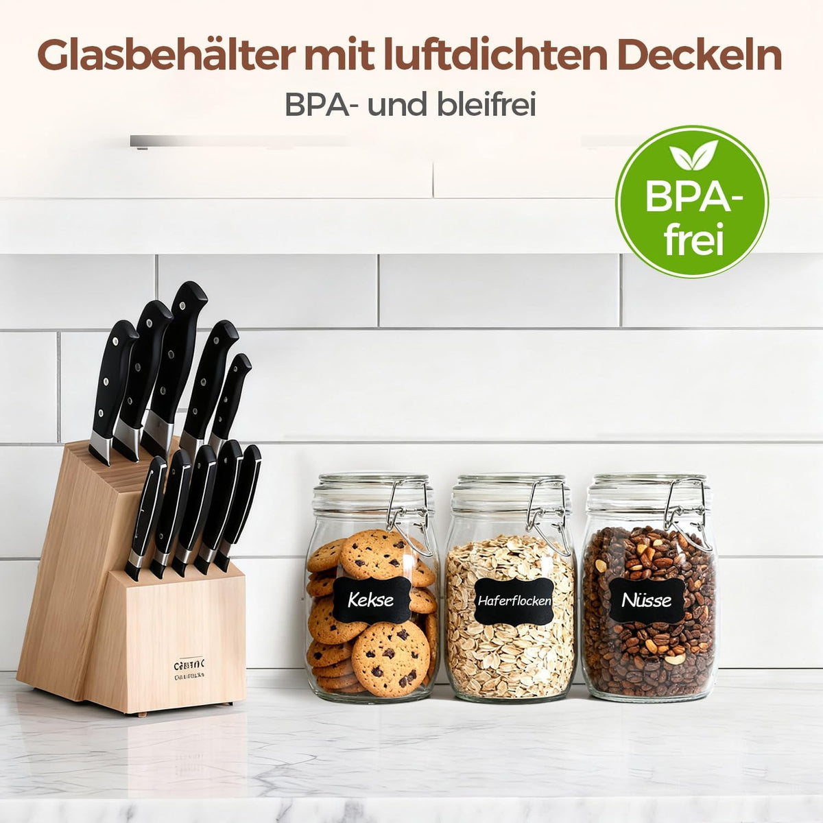 Glass Pantry Jars with Airtight Lids 0.7 Gal 2 Pack Wide Mouth Flour | BPA-free food-grade glass, wire clamp seal, wide mouth, 88 oz, bulk flour & sugar, rice, sourdough starter, candy & cookie