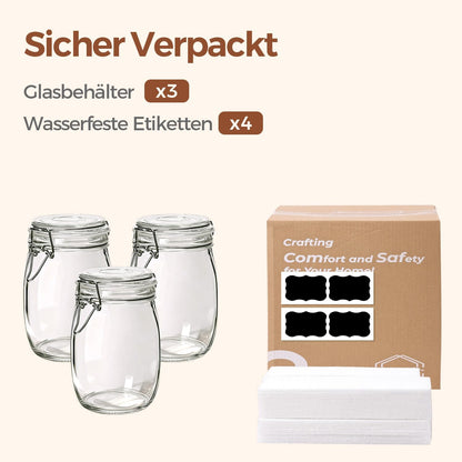Glass Pantry Jars with Airtight Lids 0.7 Gal 2 Pack Wide Mouth Flour | BPA-free food-grade glass, wire clamp seal, wide mouth, 88 oz, bulk flour & sugar, rice, sourdough starter, candy & cookie