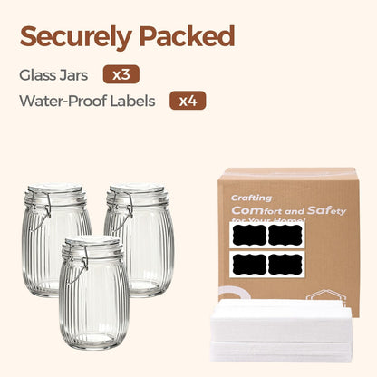 Glass Pantry Jars with Airtight Lids 0.7 Gal 2 Pack Wide Mouth Flour | BPA-free food-grade glass, wire clamp seal, wide mouth, 88 oz, bulk flour & sugar, rice, sourdough starter, candy & cookie