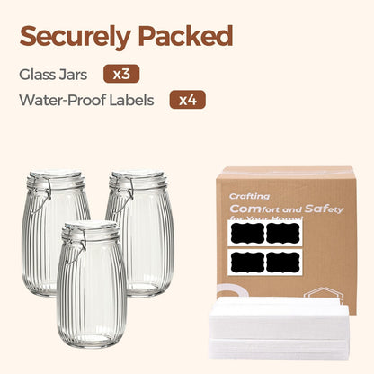 Glass Pantry Jars with Airtight Lids 0.7 Gal 2 Pack Wide Mouth Flour | BPA-free food-grade glass, wire clamp seal, wide mouth, 88 oz, bulk flour & sugar, rice, sourdough starter, candy & cookie