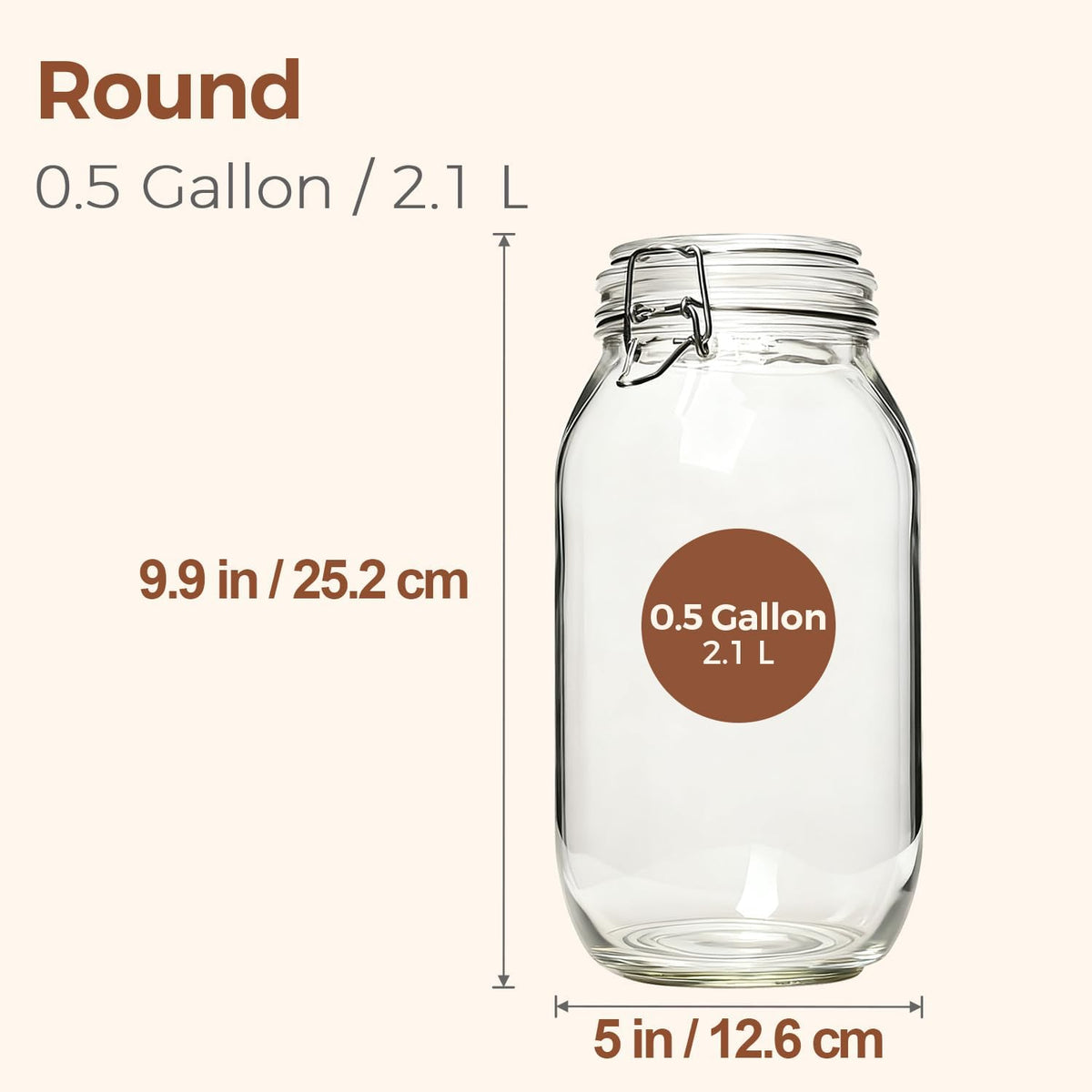 Glass Pantry Jars with Airtight Lids 0.7 Gal 2 Pack Wide Mouth Flour | BPA-free food-grade glass, wire clamp seal, wide mouth, 88 oz, bulk flour & sugar, rice, sourdough starter, candy & cookie