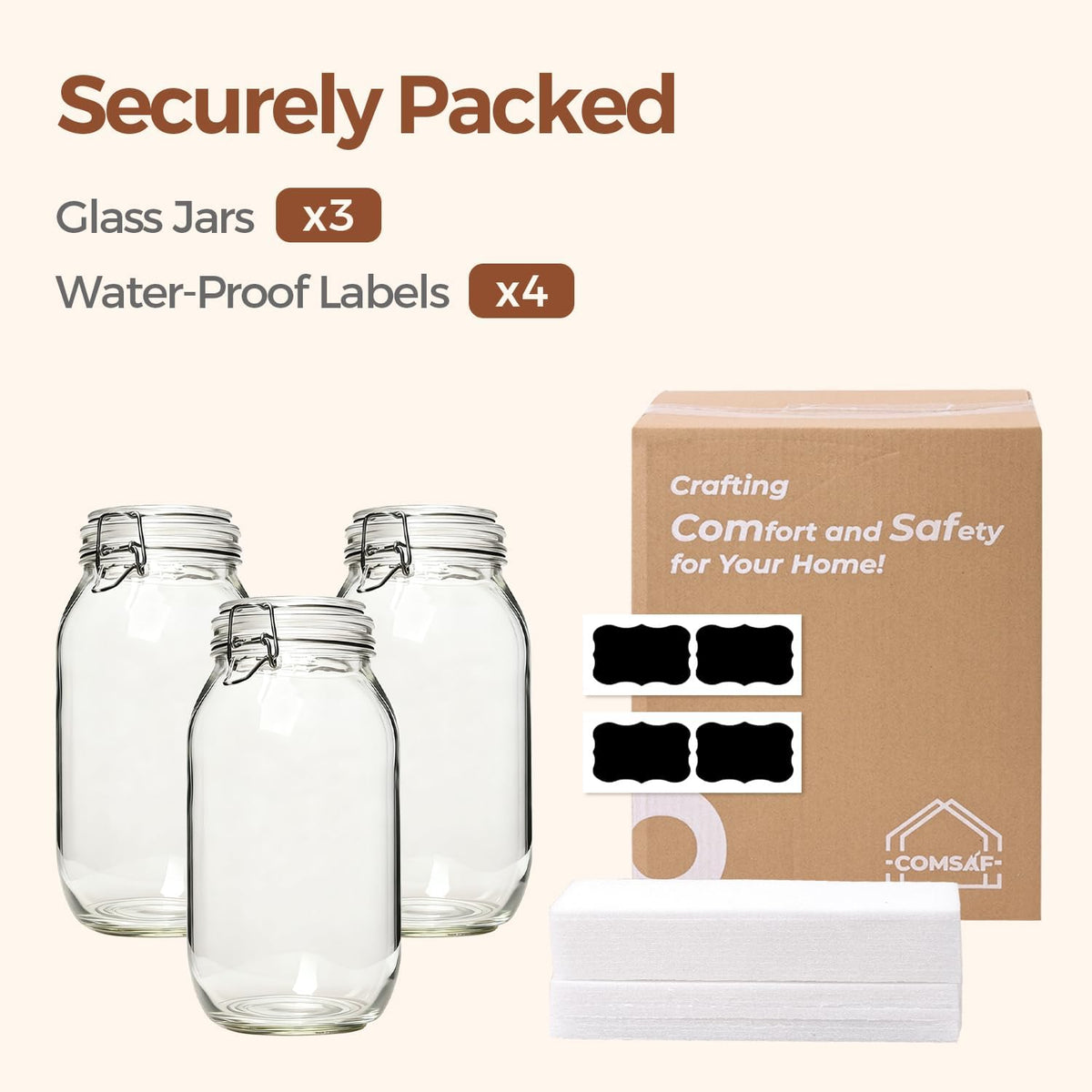 Glass Pantry Jars with Airtight Lids 0.7 Gal 2 Pack Wide Mouth Flour | BPA-free food-grade glass, wire clamp seal, wide mouth, 88 oz, bulk flour & sugar, rice, sourdough starter, candy & cookie