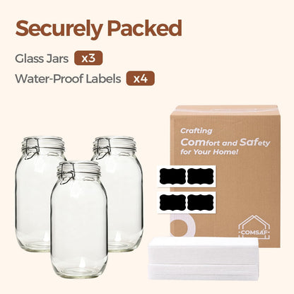 Glass Pantry Jars with Airtight Lids 0.7 Gal 2 Pack Wide Mouth Flour | BPA-free food-grade glass, wire clamp seal, wide mouth, 88 oz, bulk flour & sugar, rice, sourdough starter, candy & cookie