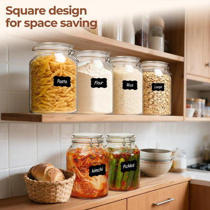 Glass Pantry Jars with Airtight Lids 0.7 Gal 2 Pack Wide Mouth Flour | BPA-free food-grade glass, wire clamp seal, wide mouth, 88 oz, bulk flour & sugar, rice, sourdough starter, candy & cookie