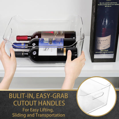 2 Pack Plastic Storage Bins, Extra Large Pantry Organizer, 13.5" x 10" Clear Storage Containers and Organizer Bins, Multi-Use Bins for Home, Kitchen, Closet and Cabinet