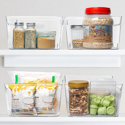 2 Pack Plastic Storage Bins, Extra Large Pantry Organizer, 13.5" x 10" Clear Storage Containers and Organizer Bins, Multi-Use Bins for Home, Kitchen, Closet and Cabinet