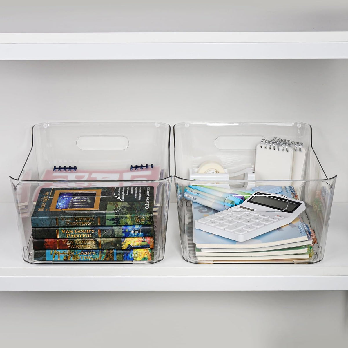 2 Pack Plastic Storage Bins, Extra Large Pantry Organizer, 13.5" x 10" Clear Storage Containers and Organizer Bins, Multi-Use Bins for Home, Kitchen, Closet and Cabinet