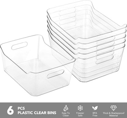 2 Pack Plastic Storage Bins, Extra Large Pantry Organizer, 13.5" x 10" Clear Storage Containers and Organizer Bins, Multi-Use Bins for Home, Kitchen, Closet and Cabinet