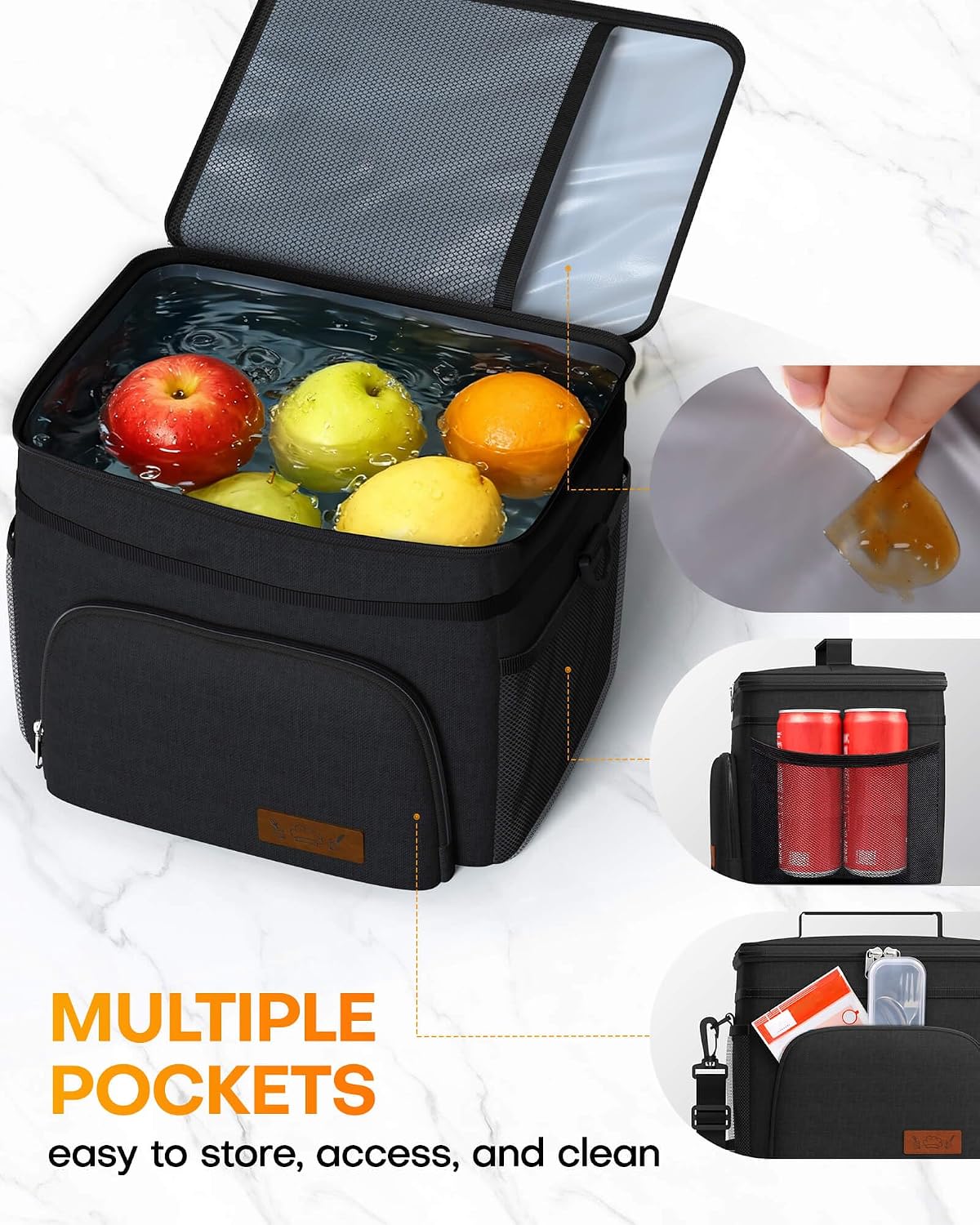 Insulated Lunch Box Men Women Leak-Proof Cooler Lunch Bag 9L