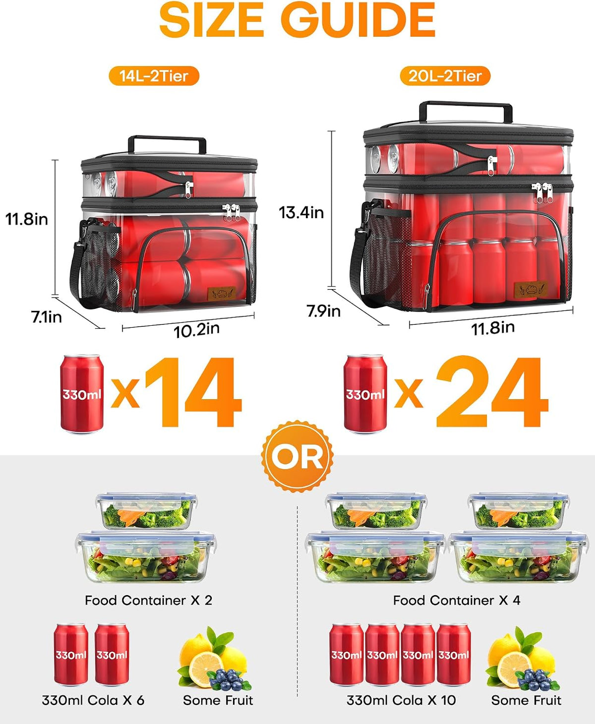 Insulated Lunch Box Men Women Leak-Proof Cooler Lunch Bag 9L