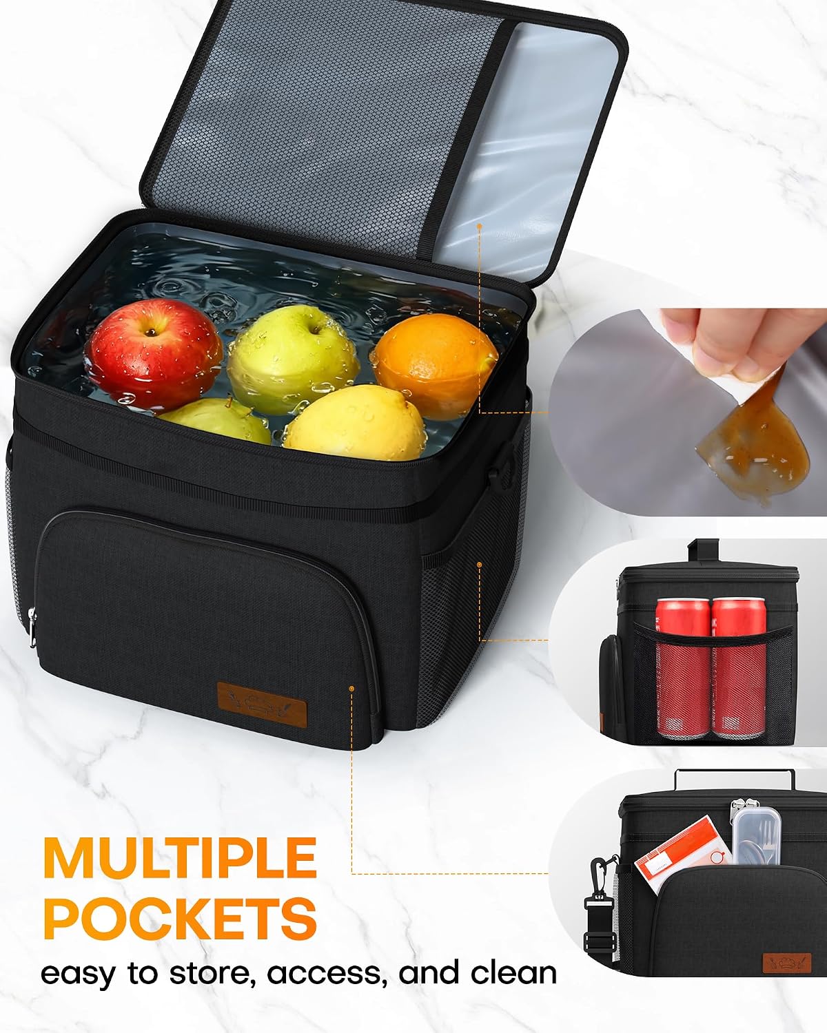 Insulated Lunch Box Men Women Leak-Proof Cooler Lunch Bag 9L