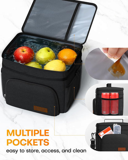 Insulated Lunch Box Men Women Leak-Proof Cooler Lunch Bag 9L
