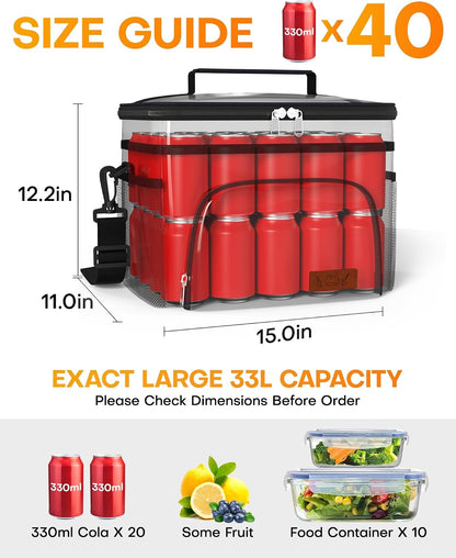 Insulated Lunch Box Men Women Leak-Proof Cooler Lunch Bag 9L