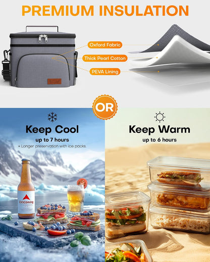 Insulated Lunch Box Men Women Leak-Proof Cooler Lunch Bag 9L
