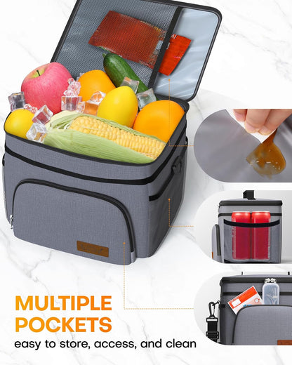 Insulated Lunch Box Men Women Leak-Proof Cooler Lunch Bag 9L