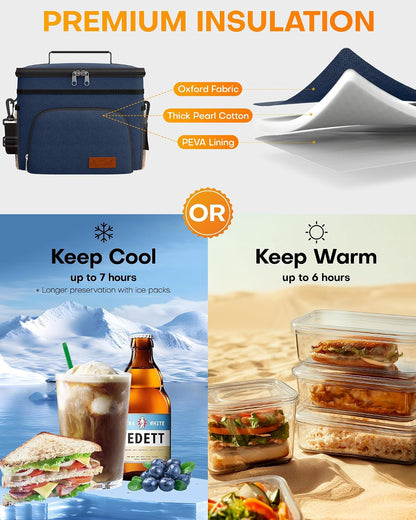 Insulated Lunch Box Men Women Leak-Proof Cooler Lunch Bag 9L