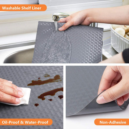 Shelf Liners for Kitchen Cabinets Non Adhensive,Gray 11.8"× 59"