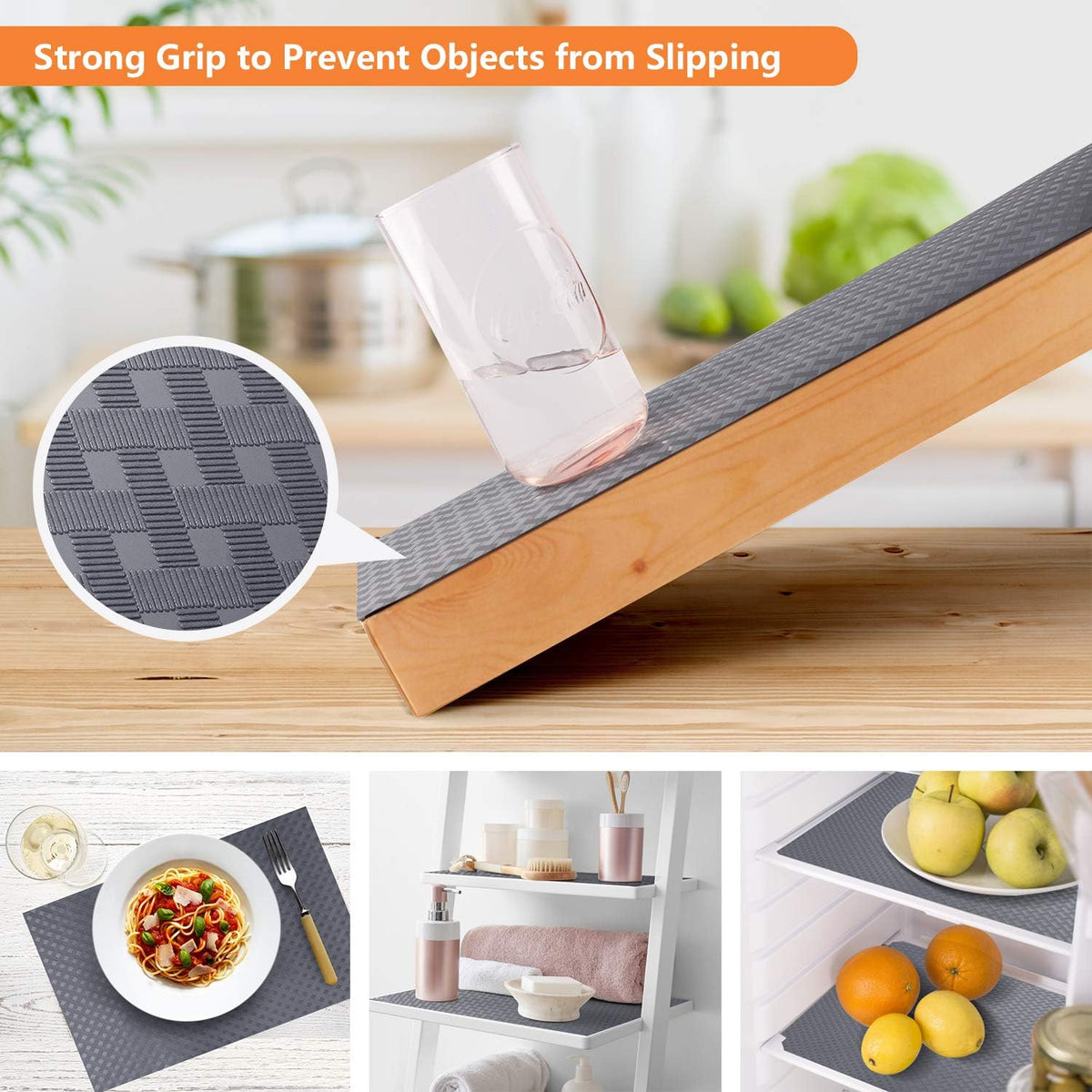 Shelf Liners for Kitchen Cabinets Non Adhensive,Gray 11.8"× 59"