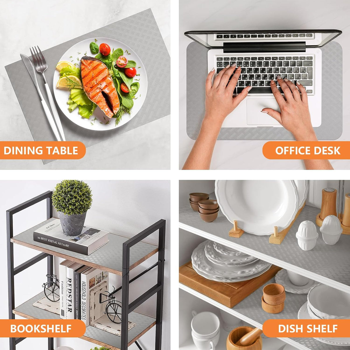 Shelf Liners for Kitchen Cabinets Non Adhensive,Gray 11.8"× 59"