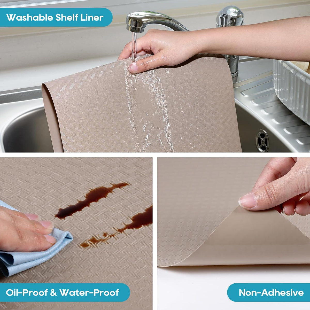 Shelf Liners for Kitchen Cabinets Non Adhensive,Gray 11.8"× 59"