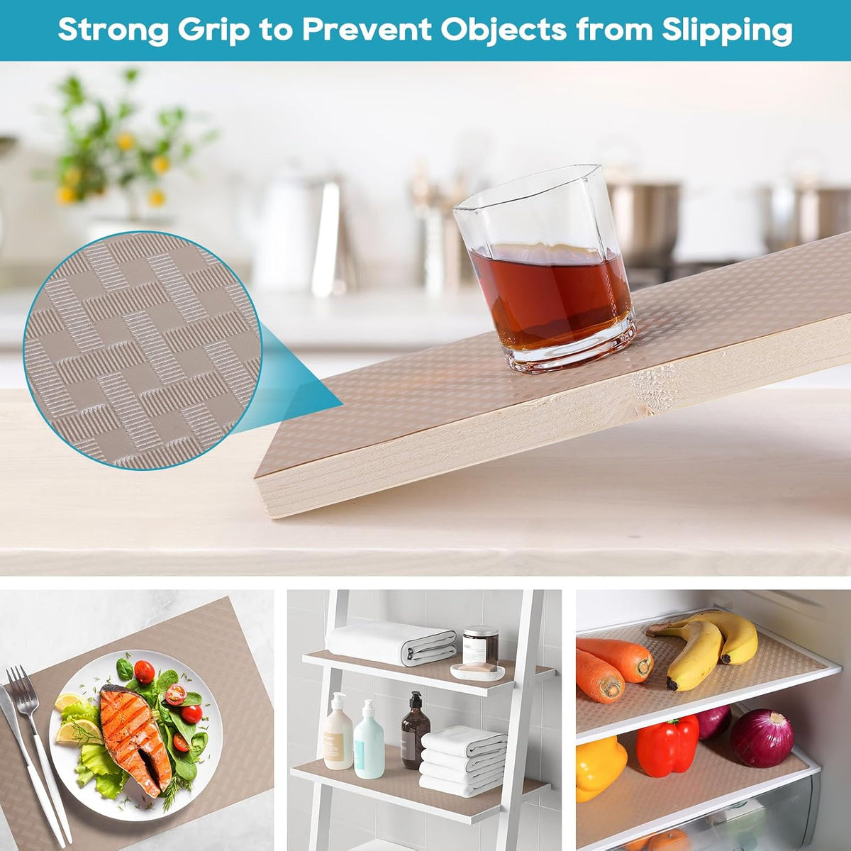 Shelf Liners for Kitchen Cabinets Non Adhensive,Gray 11.8"× 59"