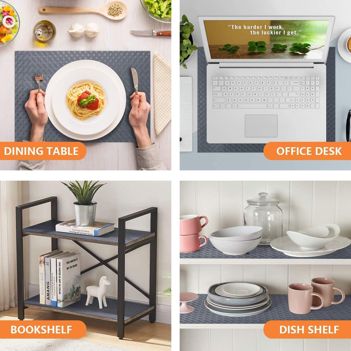 Shelf Liners for Kitchen Cabinets Non Adhensive,Gray 11.8"× 59"
