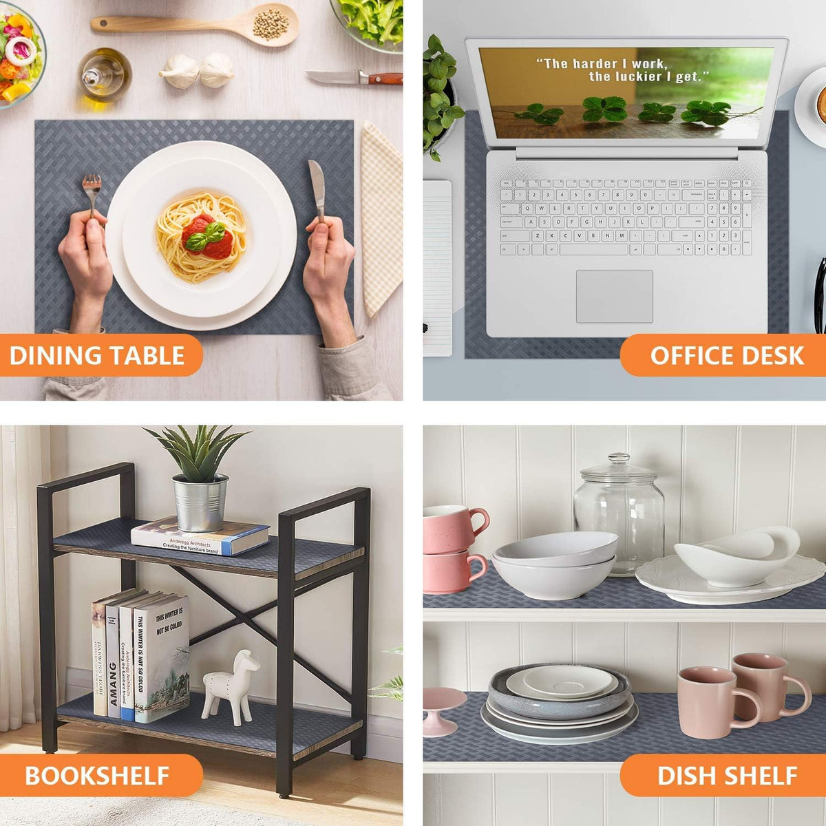 Shelf Liners for Kitchen Cabinets Non Adhensive,Gray 11.8"× 59"
