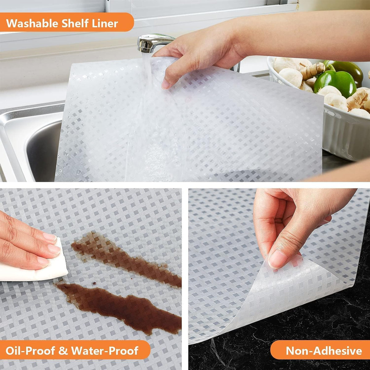 Shelf Liners for Kitchen Cabinets Non Adhensive,Gray 11.8"× 59"