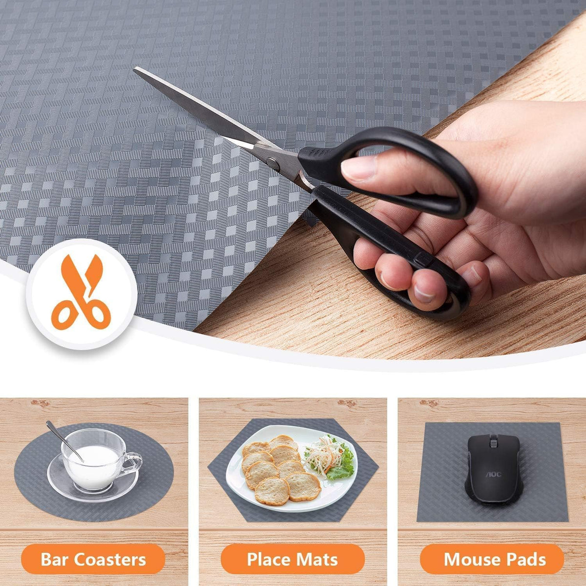 Shelf Liners for Kitchen Cabinets Non Adhensive,Gray 11.8"× 59"