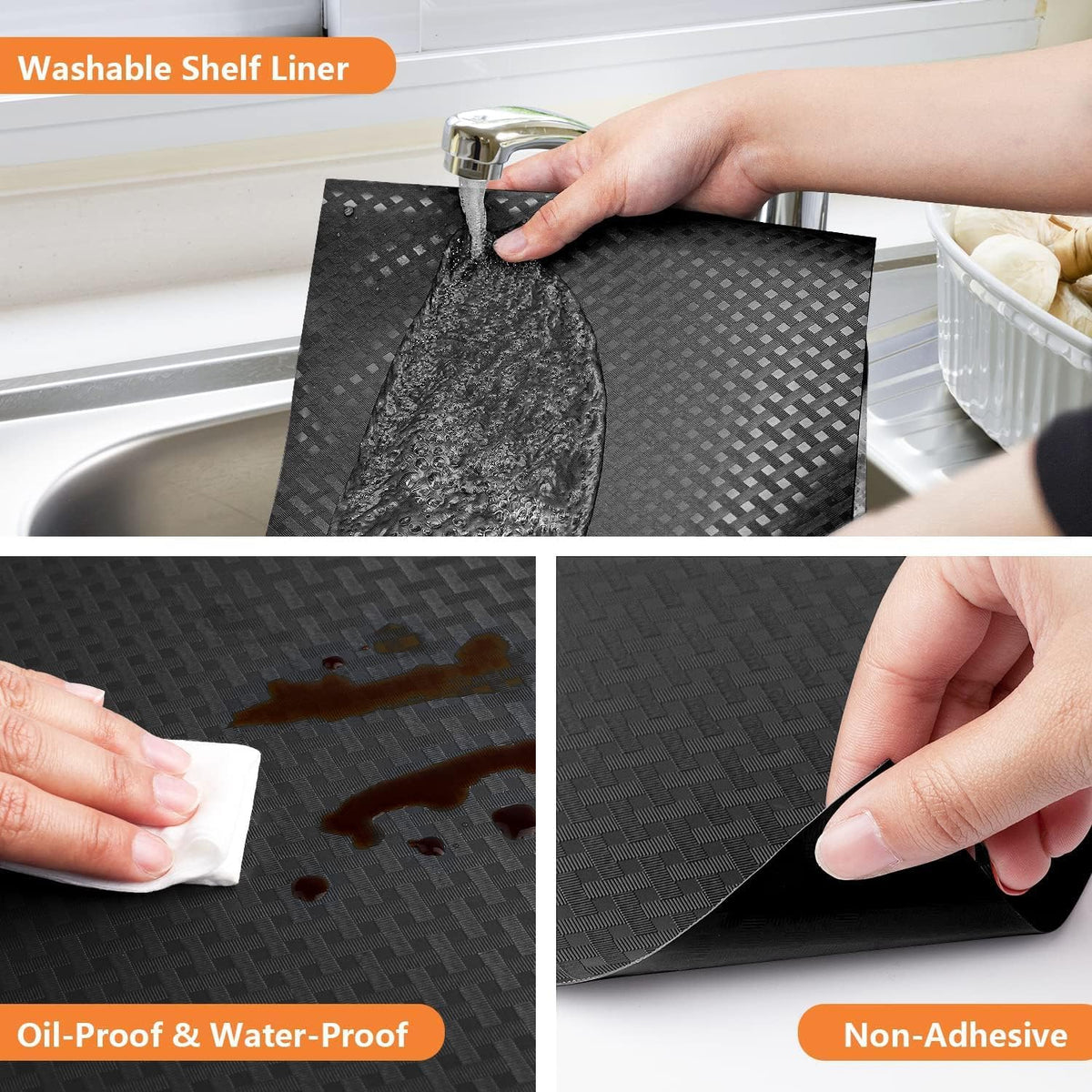 Shelf Liners for Kitchen Cabinets Non Adhensive,Gray 11.8"× 59"