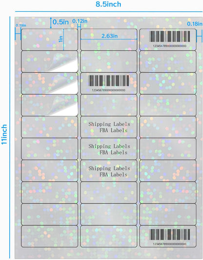 Transparent Shipping Stickers Labels - 2" x 4" Clear Address Labels Mailing Stickers for Laser/Inkjet Printer 8.5"×11"- 200 Labels (Clear Holographic Dot)