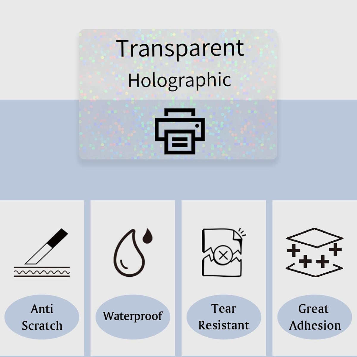 Transparent Shipping Stickers Labels - 2" x 4" Clear Address Labels Mailing Stickers for Laser/Inkjet Printer 8.5"×11"- 200 Labels (Clear Holographic Dot)