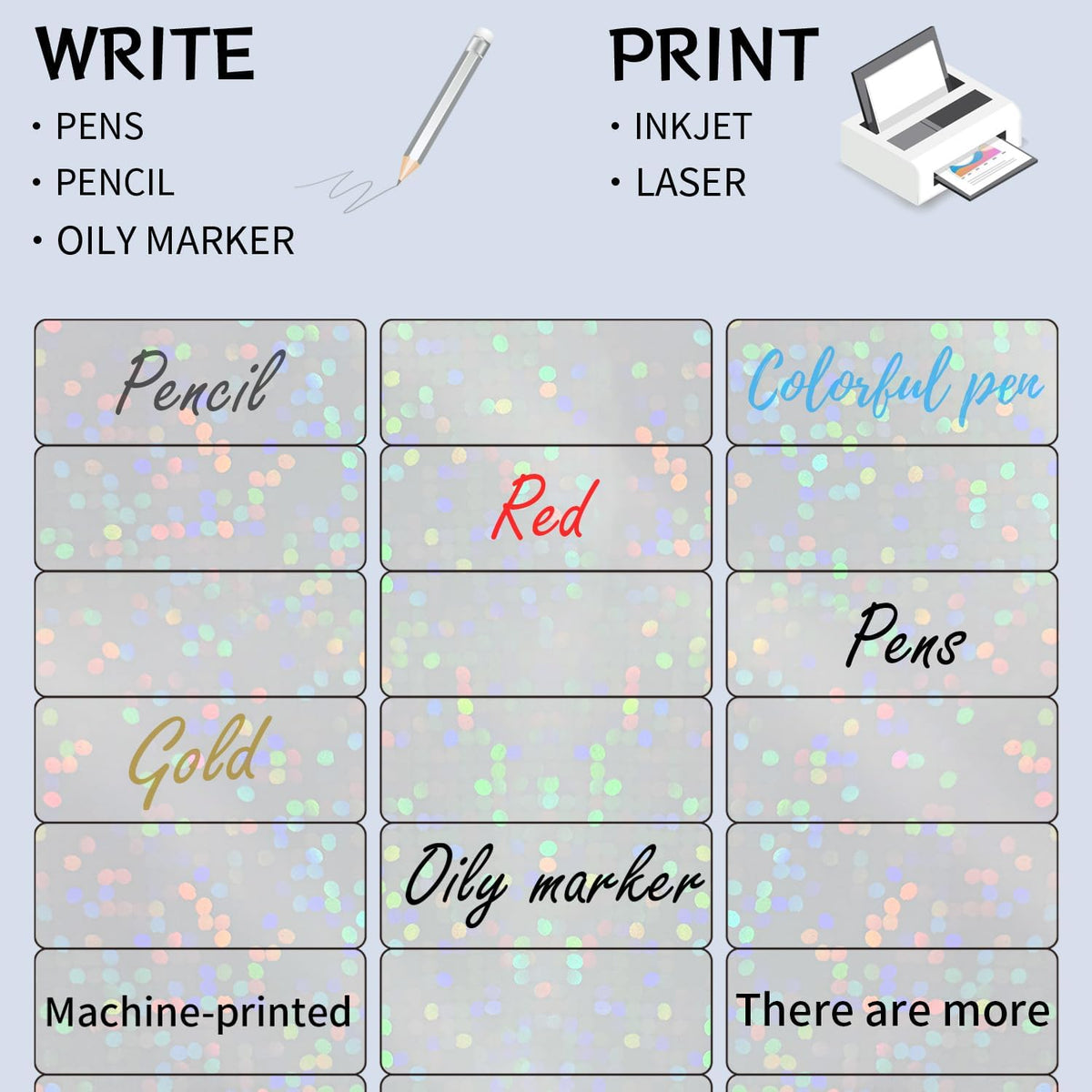 Transparent Shipping Stickers Labels - 2" x 4" Clear Address Labels Mailing Stickers for Laser/Inkjet Printer 8.5"×11"- 200 Labels (Clear Holographic Dot)