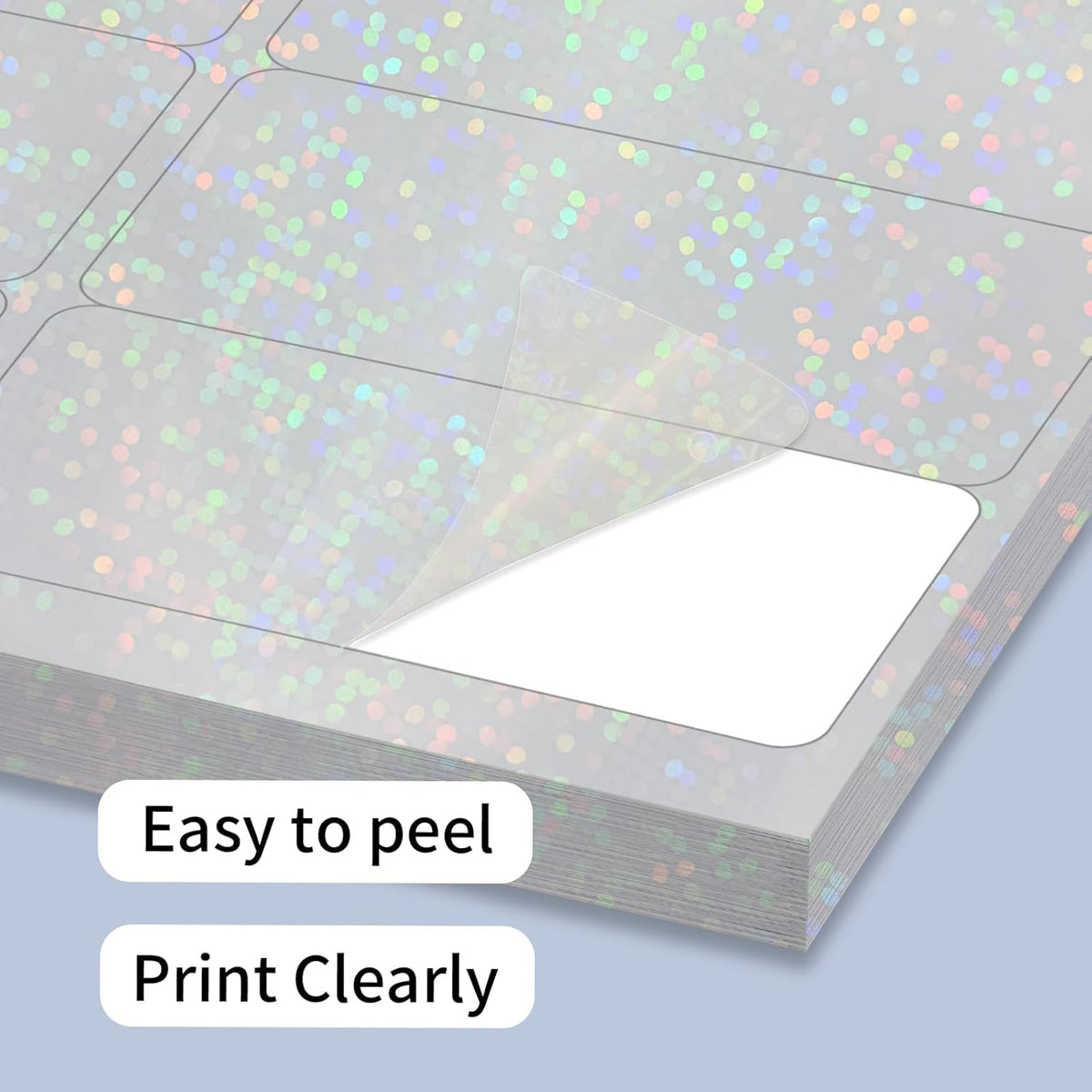 Transparent Shipping Stickers Labels - 2" x 4" Clear Address Labels Mailing Stickers for Laser/Inkjet Printer 8.5"×11"- 200 Labels (Clear Holographic Dot)
