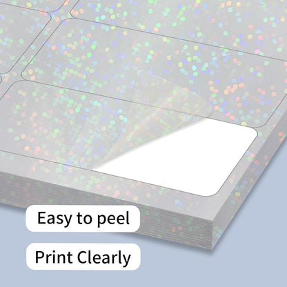 Transparent Shipping Stickers Labels - 2" x 4" Clear Address Labels Mailing Stickers for Laser/Inkjet Printer 8.5"×11"- 200 Labels (Clear Holographic Dot)
