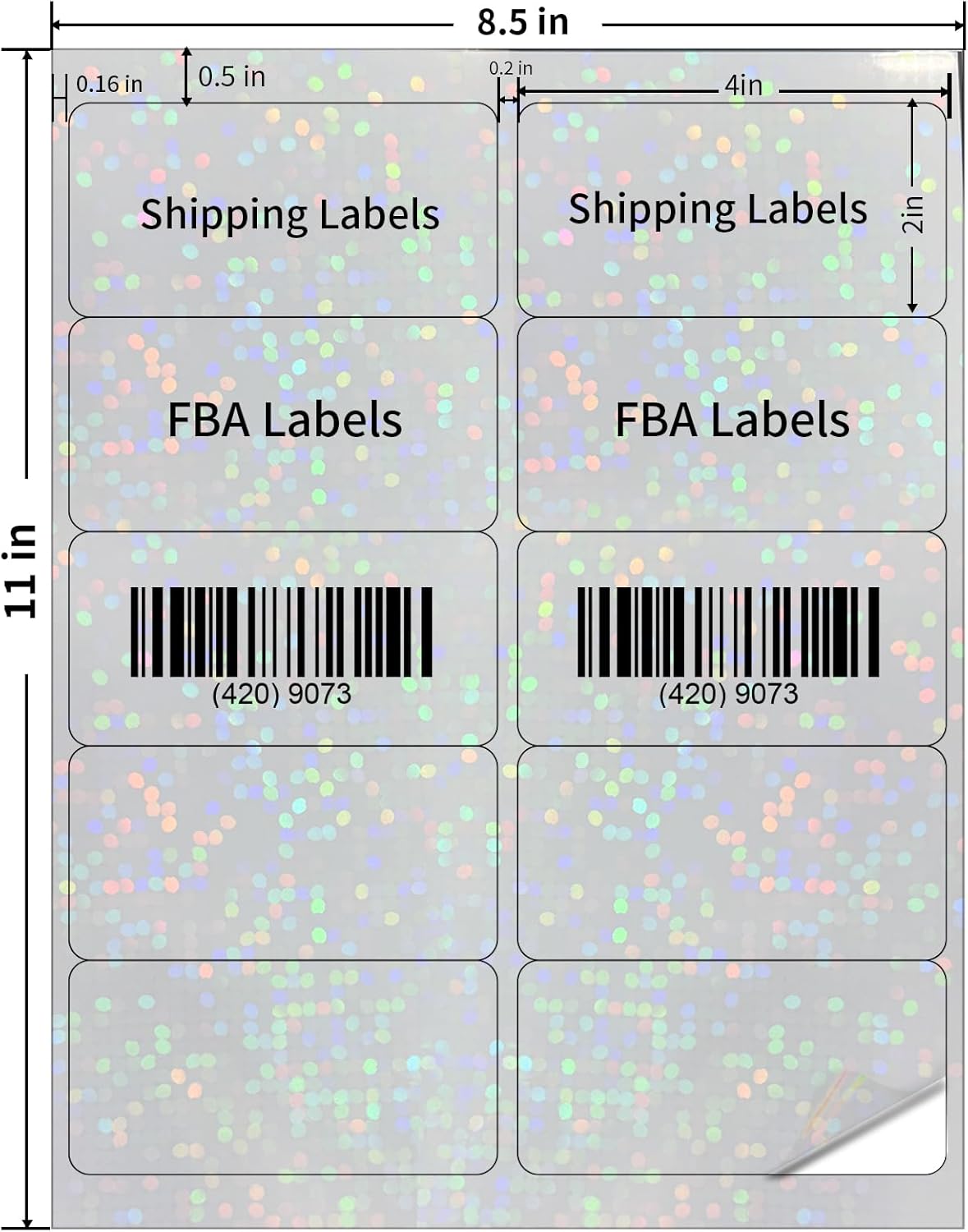 Transparent Shipping Stickers Labels - 2" x 4" Clear Address Labels Mailing Stickers for Laser/Inkjet Printer 8.5"×11"- 200 Labels (Clear Holographic Dot)