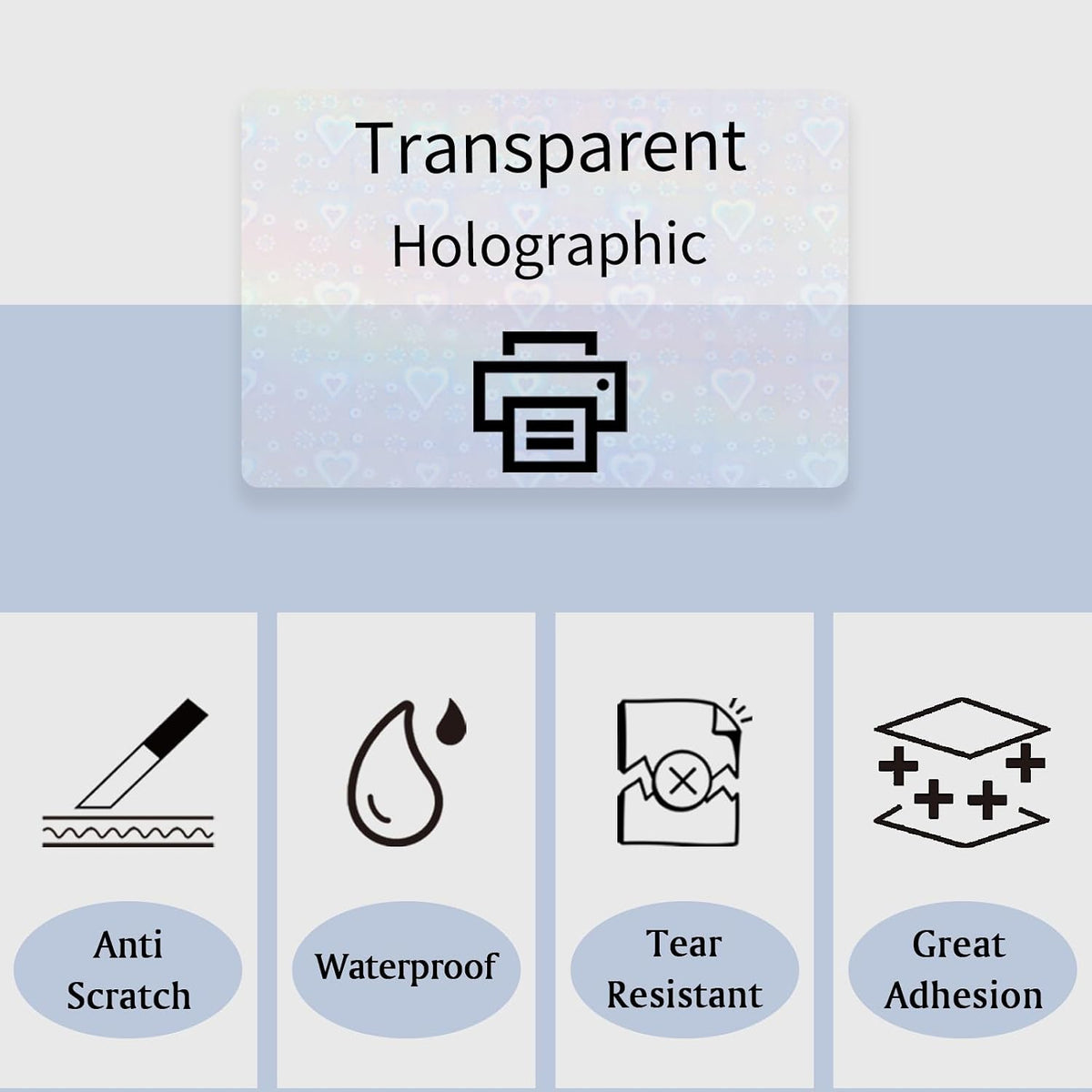 Transparent Shipping Stickers Labels - 2" x 4" Clear Address Labels Mailing Stickers for Laser/Inkjet Printer 8.5"×11"- 200 Labels (Clear Holographic Dot)