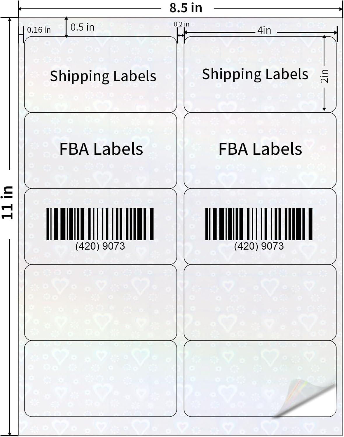 Transparent Shipping Stickers Labels - 2" x 4" Clear Address Labels Mailing Stickers for Laser/Inkjet Printer 8.5"×11"- 200 Labels (Clear Holographic Dot)