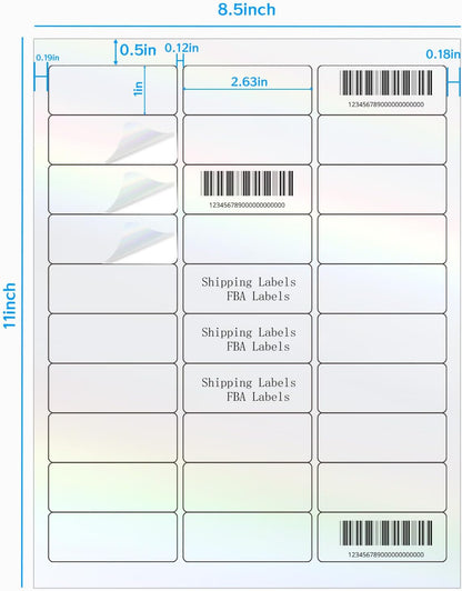 Transparent Shipping Stickers Labels - 2" x 4" Clear Address Labels Mailing Stickers for Laser/Inkjet Printer 8.5"×11"- 200 Labels (Clear Holographic Dot)