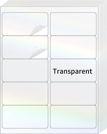 Transparent Shipping Stickers Labels - 2" x 4" Clear Address Labels Mailing Stickers for Laser/Inkjet Printer 8.5"×11"- 200 Labels (Clear Holographic Dot)