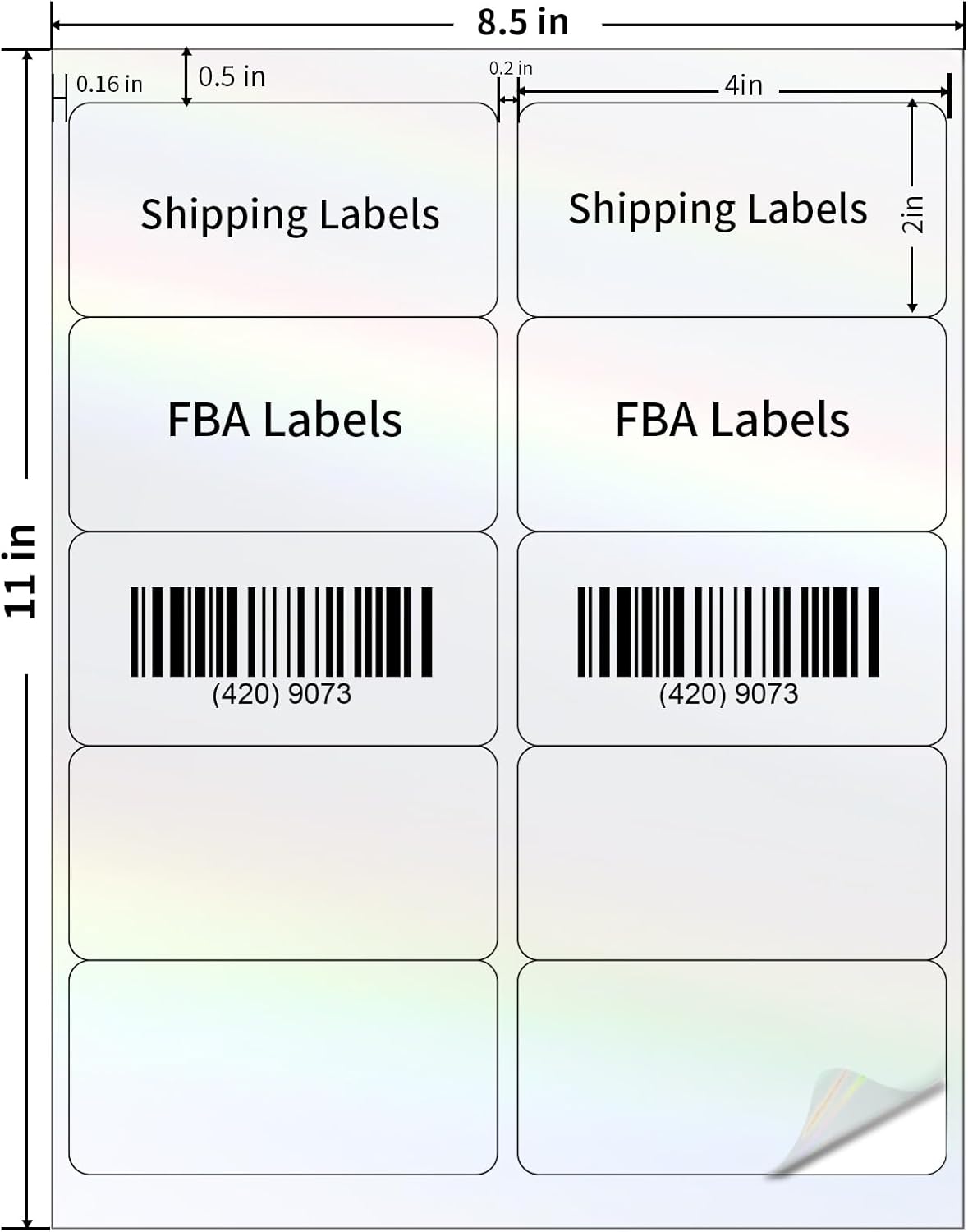Transparent Shipping Stickers Labels - 2" x 4" Clear Address Labels Mailing Stickers for Laser/Inkjet Printer 8.5"×11"- 200 Labels (Clear Holographic Dot)