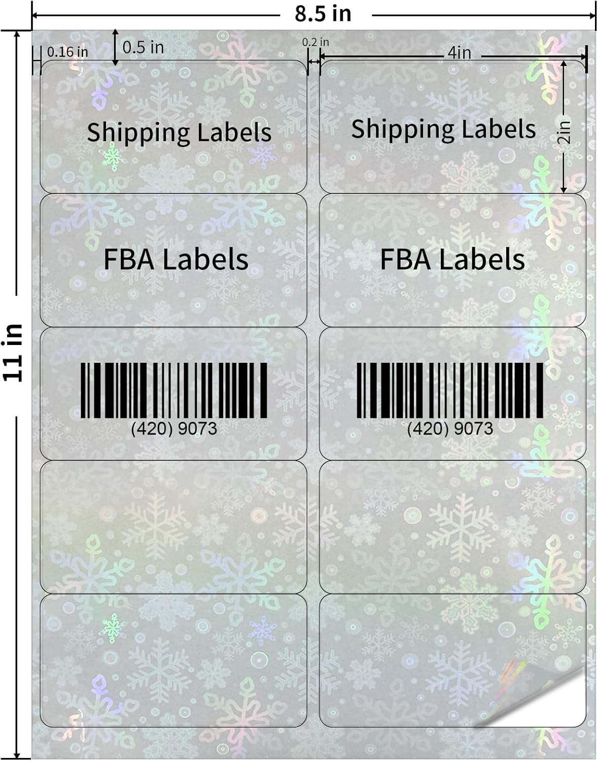 Transparent Shipping Stickers Labels - 2" x 4" Clear Address Labels Mailing Stickers for Laser/Inkjet Printer 8.5"×11"- 200 Labels (Clear Holographic Dot)