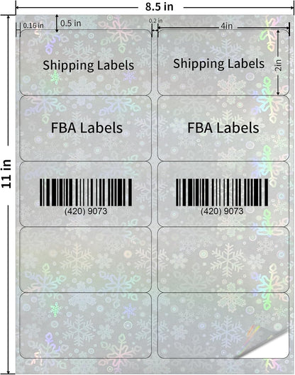 Transparent Shipping Stickers Labels - 2" x 4" Clear Address Labels Mailing Stickers for Laser/Inkjet Printer 8.5"×11"- 200 Labels (Clear Holographic Dot)