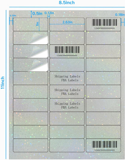 Transparent Shipping Stickers Labels - 2" x 4" Clear Address Labels Mailing Stickers for Laser/Inkjet Printer 8.5"×11"- 200 Labels (Clear Holographic Dot)