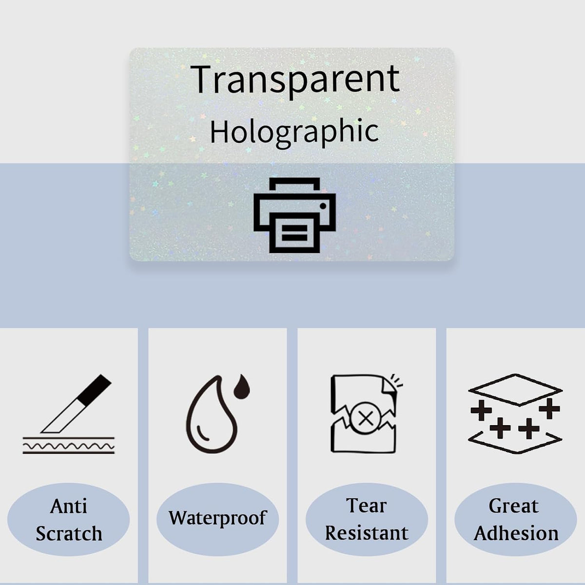 Transparent Shipping Stickers Labels - 2" x 4" Clear Address Labels Mailing Stickers for Laser/Inkjet Printer 8.5"×11"- 200 Labels (Clear Holographic Dot)